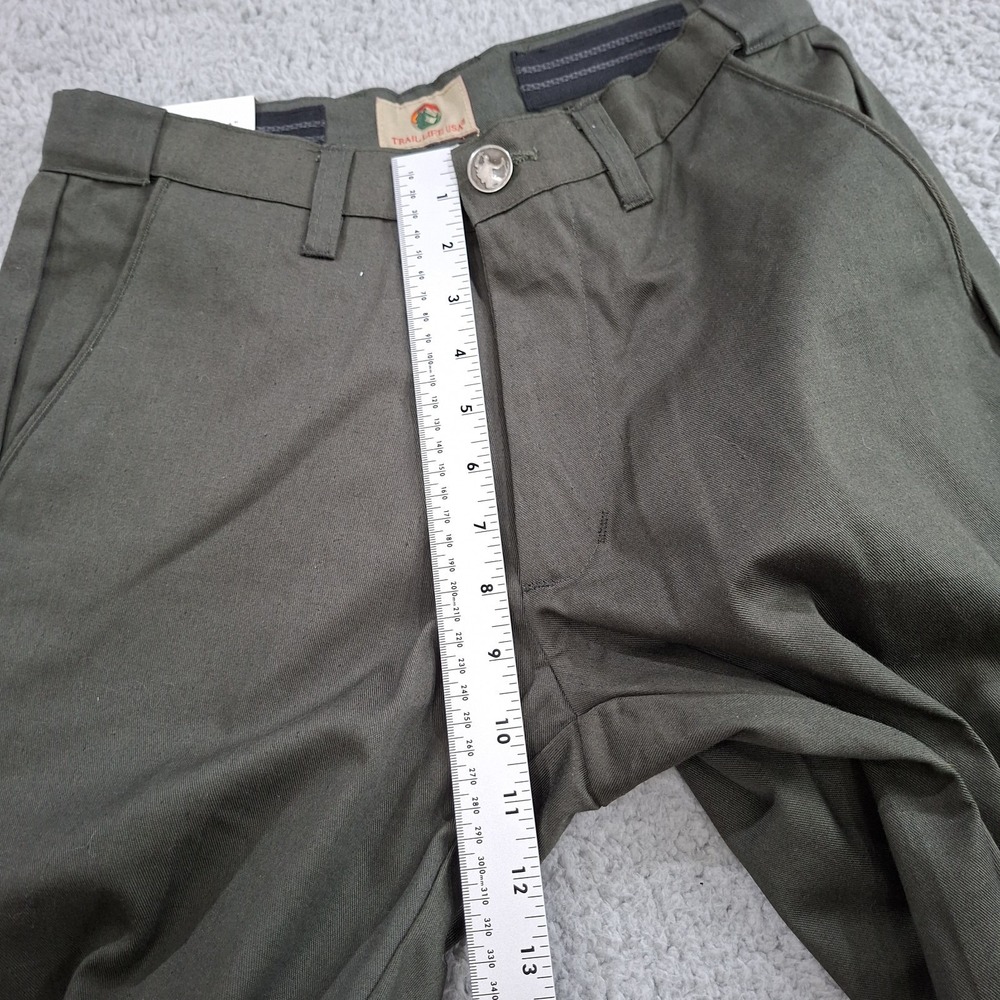 NEW Trail Life USA Pants Mens 30x37 Unhemmed GREEN Sateen Hiking Comfort Waist - Picture 4 of 11
